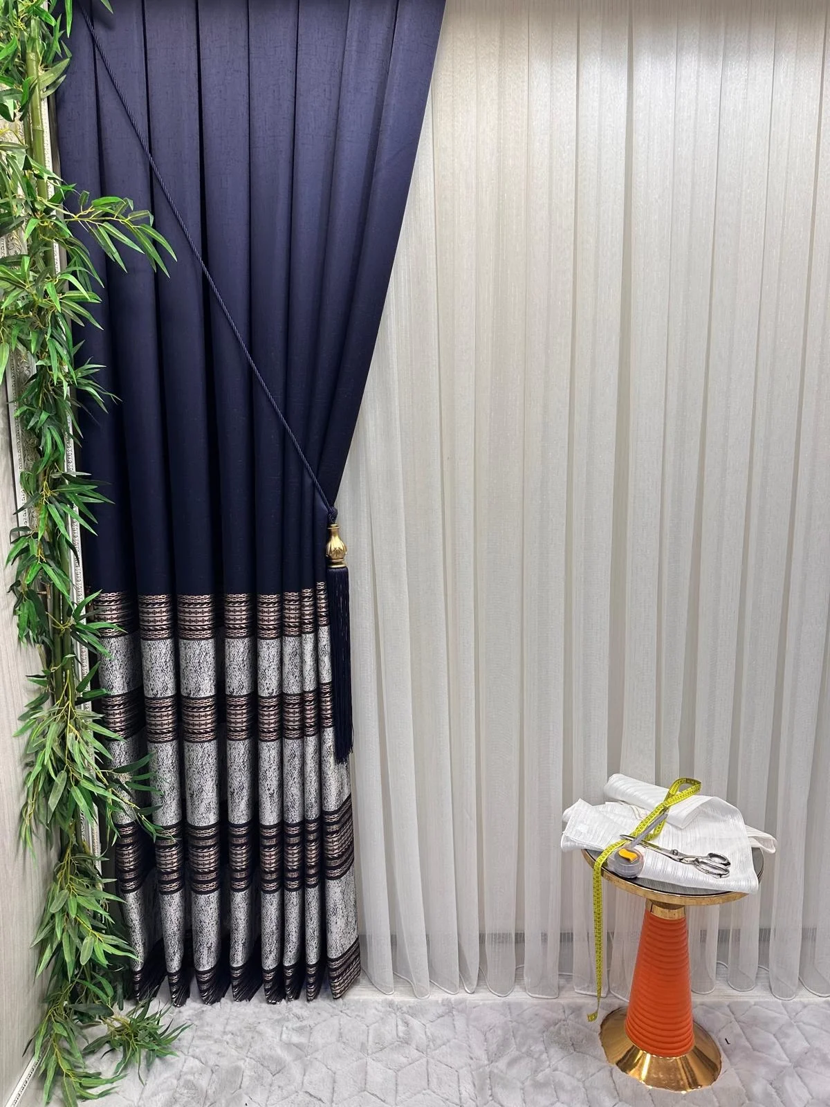 NİVEMESHOME ELEGANS GOLD ÇİZGİLİ 1/3 SIK PİLELİ TÜL PERDE APM