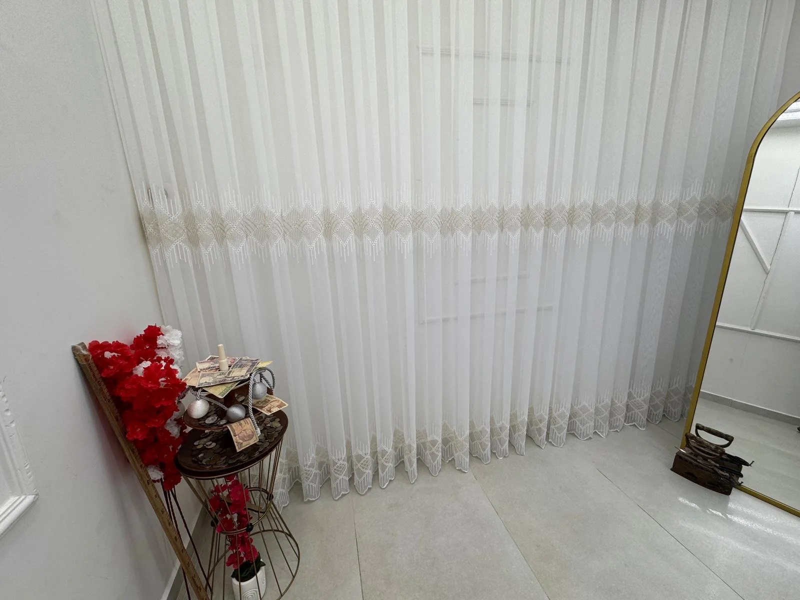 NİVEMESHOME ELİN 2573 GOLD DETAY 1/2,5 PİLELİ TÜL PERDE APM