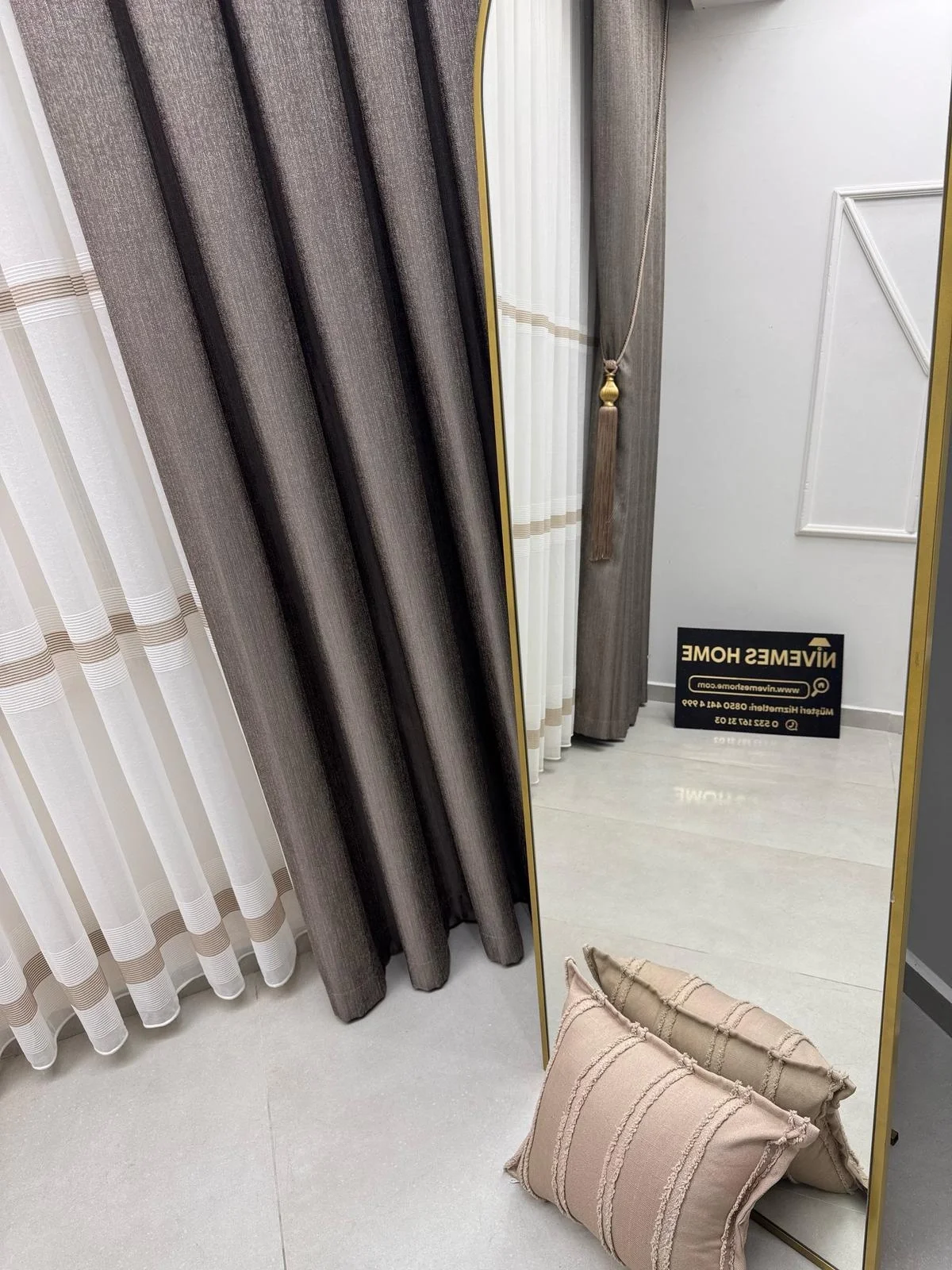 NİVEMESHOME ELİS TOPRAK FON PERDE  1/3 SIK PİLELİ PERDE APM