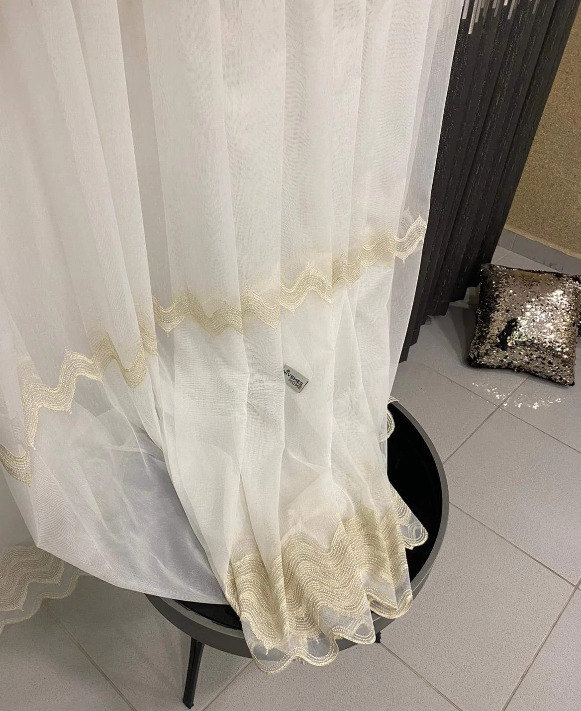 NİVEMESHOME ELİSTA DALGALI GOLD 1/3 SIK PİLE TÜL PERDE APM