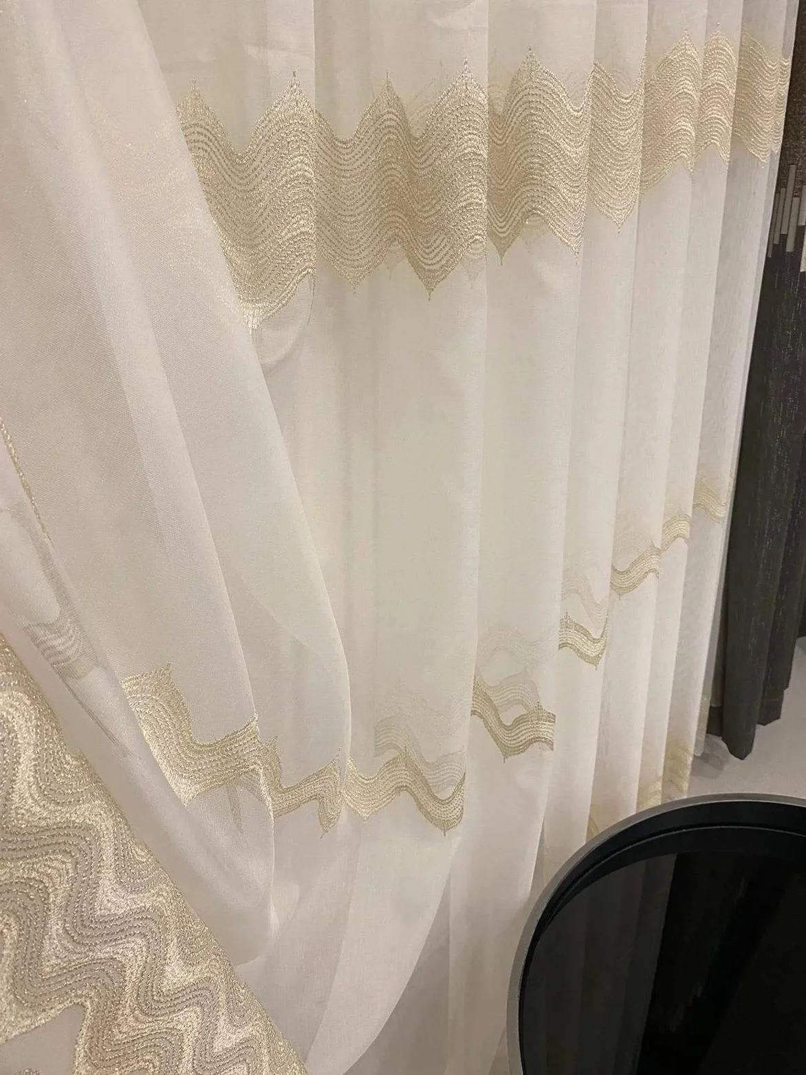NİVEMESHOME ELİSTA DALGALI GOLD 1/3 SIK PİLE TÜL PERDE APM