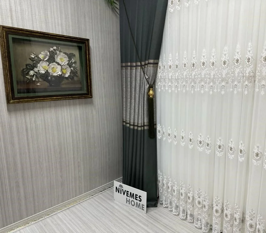 NİVEMESHOME ELİZA V-2547 YEŞİL 1/3 SIK PİLELİ FON PERDE APM