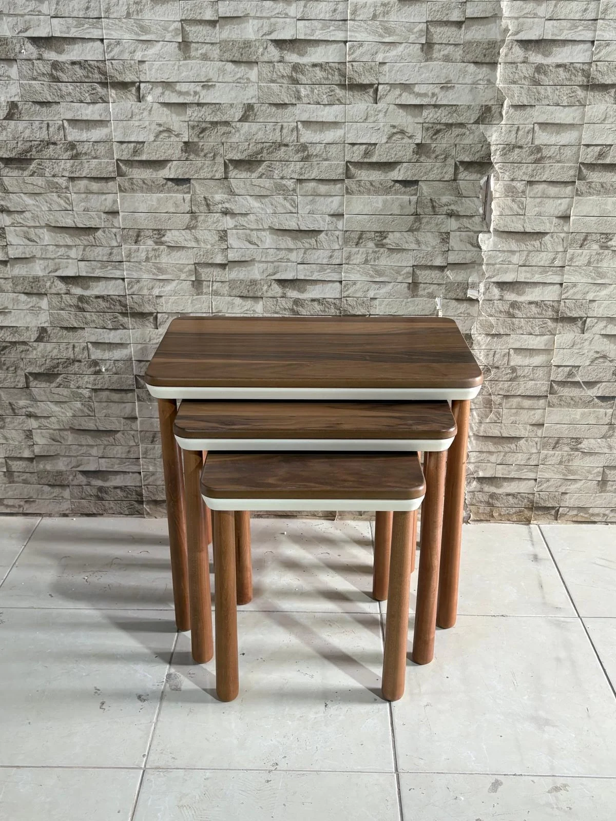 NİVEMESHOME ESTA WALNUT CREAM ZIGON COFFEE TABLE