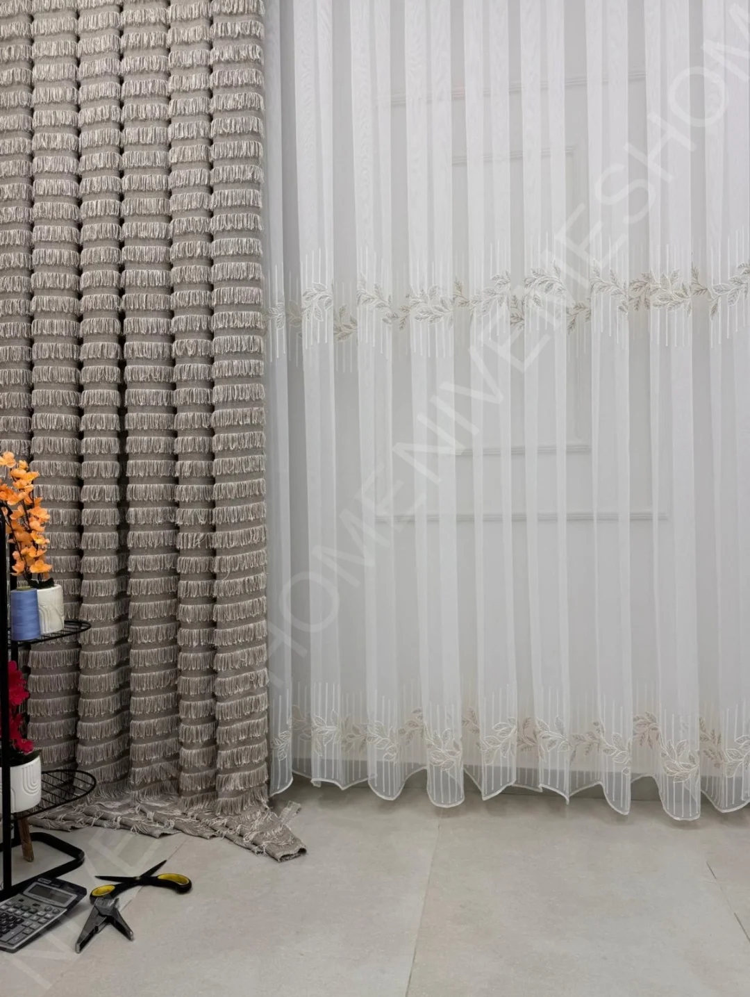 NİVEMESHOME EYLÜLZADE GOLD DETAY 1/2,5 PİLELİ TÜL PERDE APM
