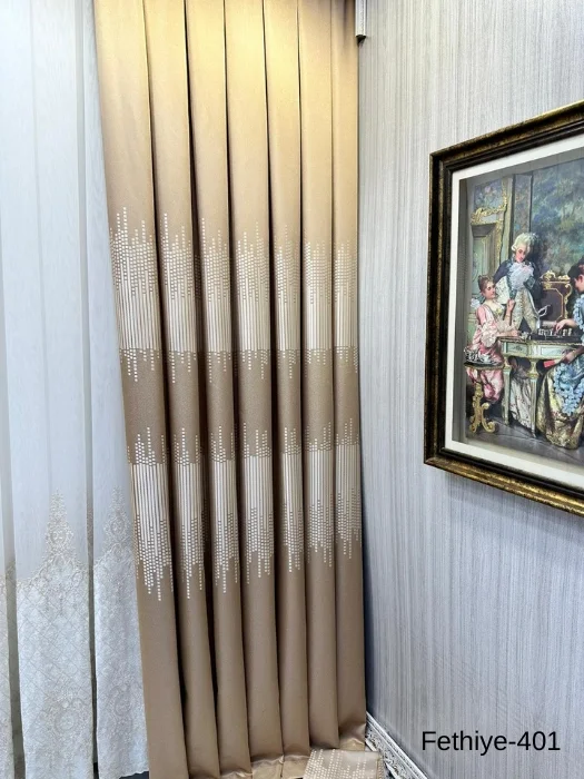 NİVEMESHOME FETHİYE 614178 GOLD V-401 1/3 DENSE PILE CURTAIN PANEL