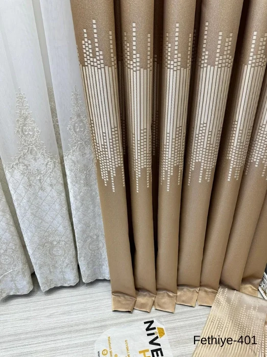NİVEMESHOME FETHİYE 614178 GOLD V-401 1/3 DENSE PILE CURTAIN PANEL