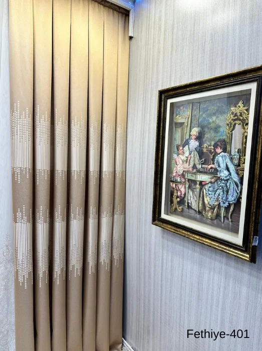 NİVEMESHOME FETHİYE 614178 GOLD V-401 1/3 DENSE PILE CURTAIN PANEL
