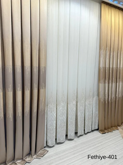 NİVEMESHOME FETHİYE 614178 GOLD V-401 1/3 DENSE PILE CURTAIN PANEL