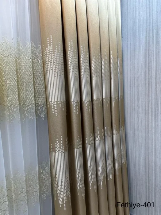 NİVEMESHOME FETHİYE 614178 GOLD V-401 1/3 DENSE PILE CURTAIN PANEL