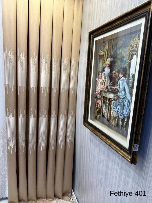 NİVEMESHOME FETHİYE 614178 GOLD V-401 1/3 DENSE PILE CURTAIN PANEL
