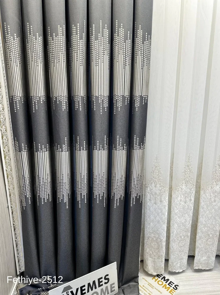 NİVEMESHOME FETHİYE 614178 ANTHRACITE V-2512 1/3 DENSE PILE CURTAIN APM
