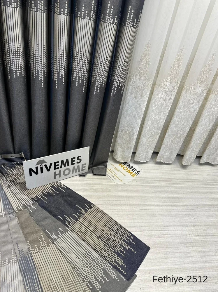 NİVEMESHOME FETHİYE 614178 ANTHRACITE V-2512 1/3 DENSE PILE CURTAIN APM