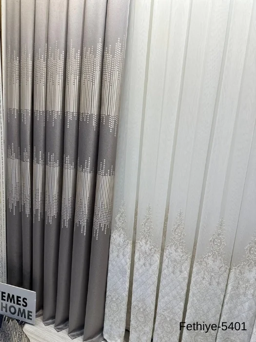NİVEMESHOME FETHİYE 614178 GRAY V-5401 1/3 DENSELY PILE CURTAIN APM