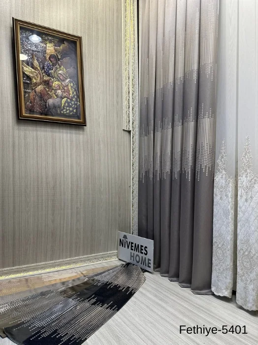 NİVEMESHOME FETHİYE 614178 GRAY V-5401 1/3 DENSELY PILE CURTAIN APM