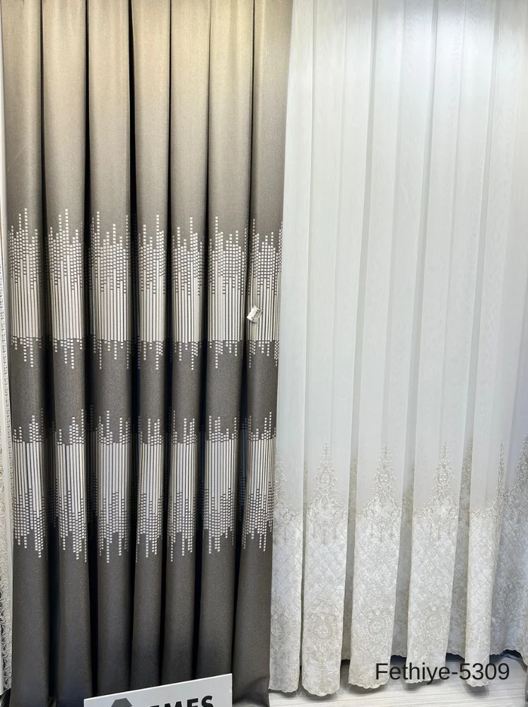 NİVEMESHOME FETHİYE FT614178 V-5309 TOPRAK 1/3 SIK PİLELİ FON PERDE APM