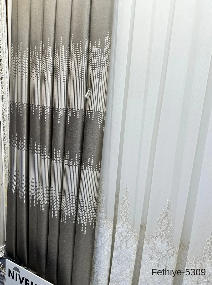 NİVEMESHOME FETHİYE FT614178 V-5309 TOPRAK 1/3 SIK PİLELİ FON PERDE APM
