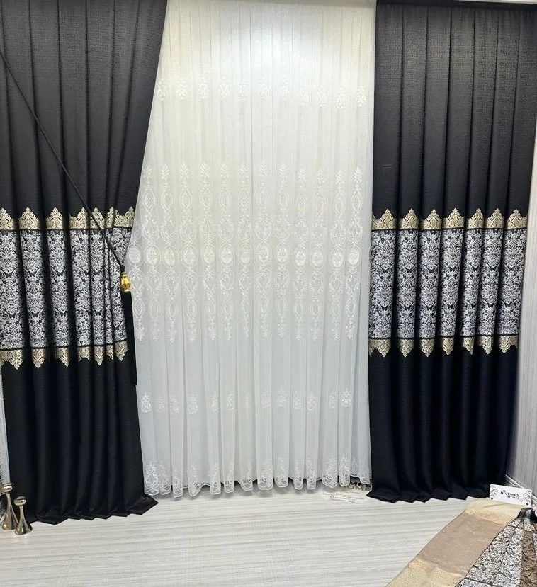 NİVEMESHOME FJ631749 V-924 ARORA SİYAH 1/3 SIK PİLELİ FON PERDE APM