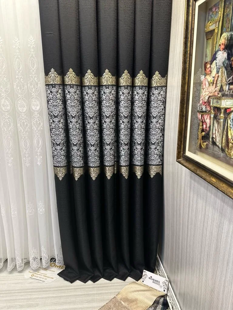 NİVEMESHOME FJ631749 V-924 ARORA SİYAH 1/3 SIK PİLELİ FON PERDE APM