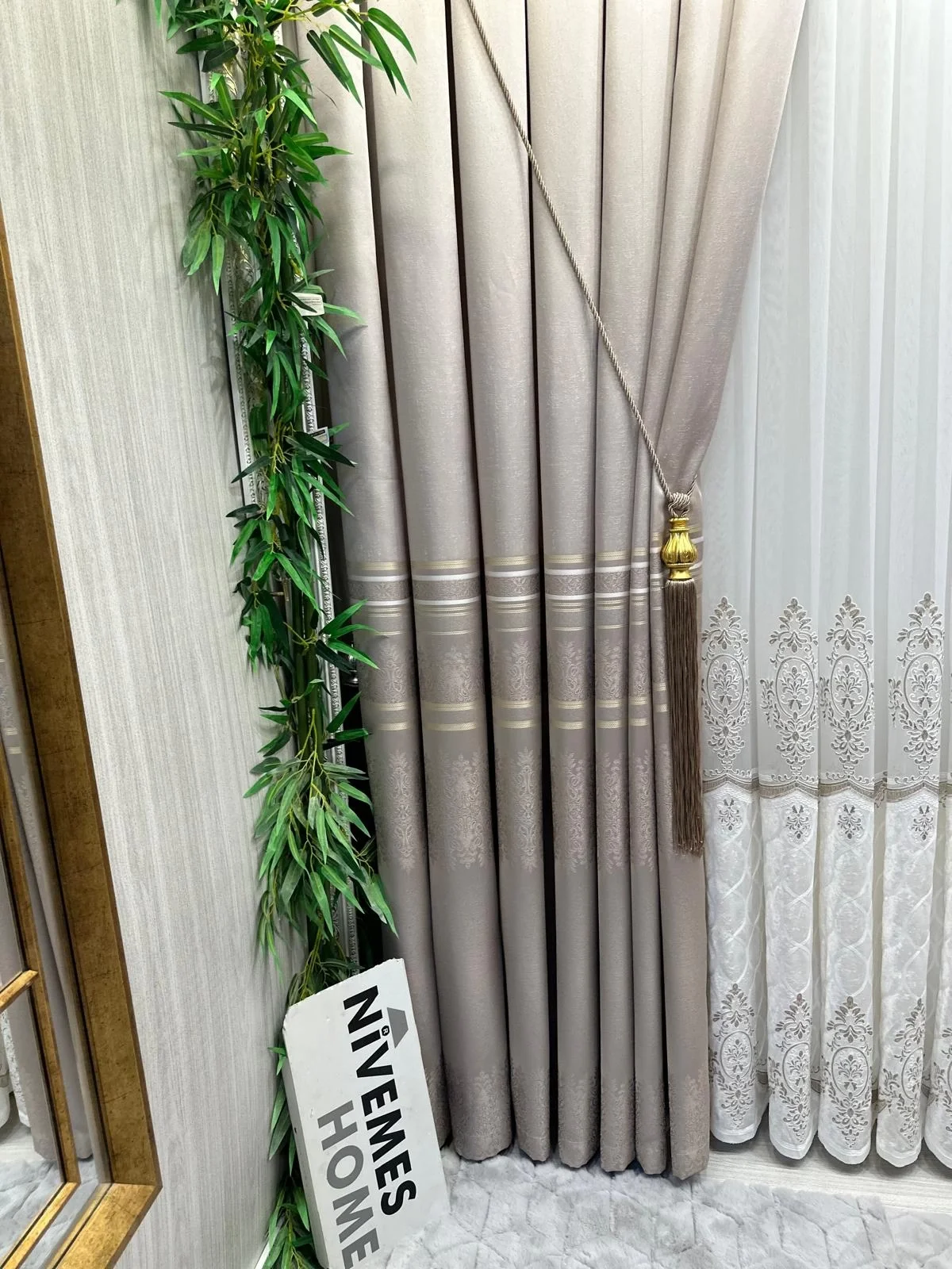 NİVEMESHOME FT632255 V-5228 ANTAKYA VİZON 1/3 SIK PİLELİ FON PERDE APM