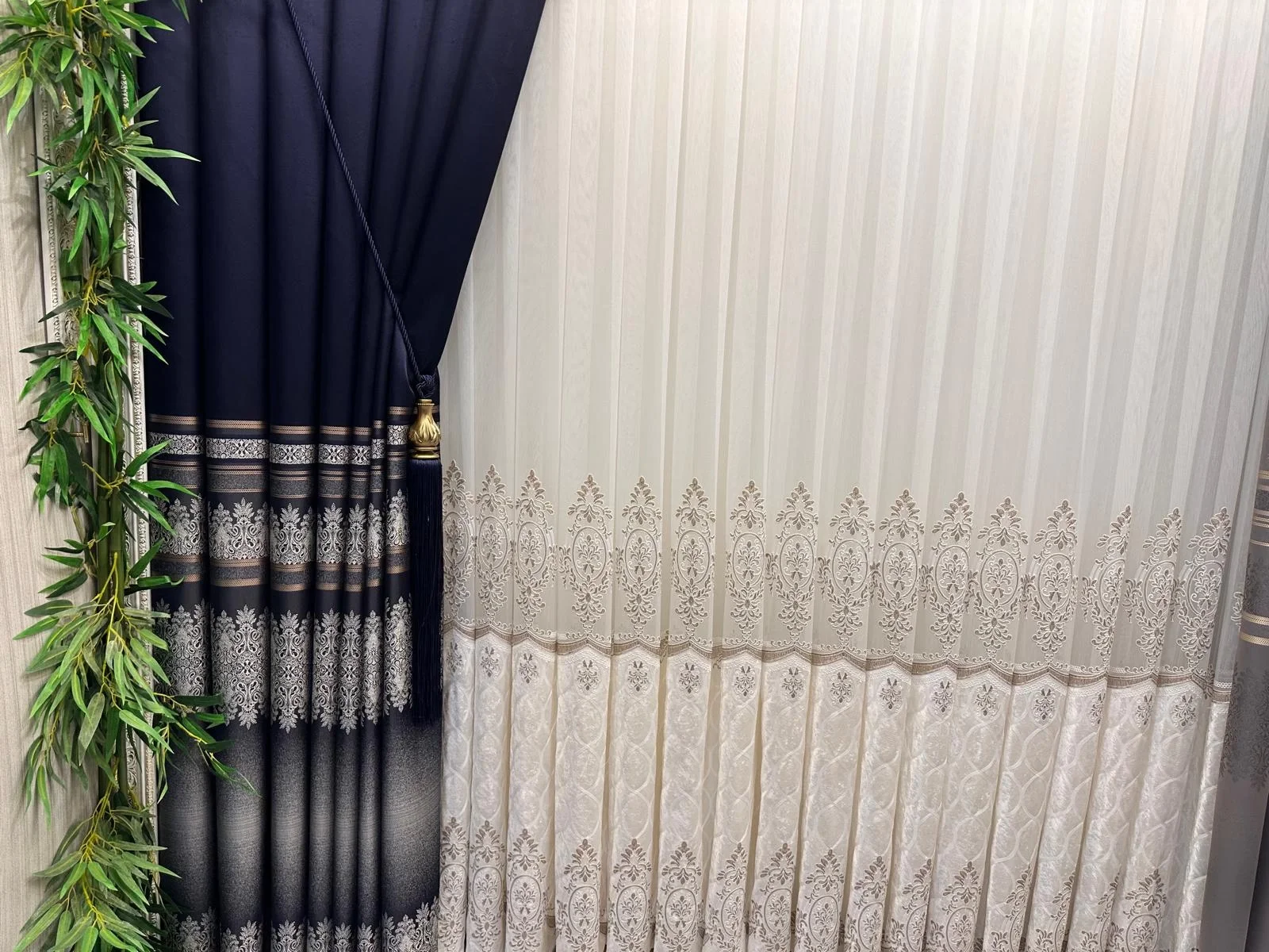 NİVEMESHOME FT632255 V-530 ANTAKYA NAVY BLUE 1/3 DENSE PLEATED SHEER CURTAIN APM