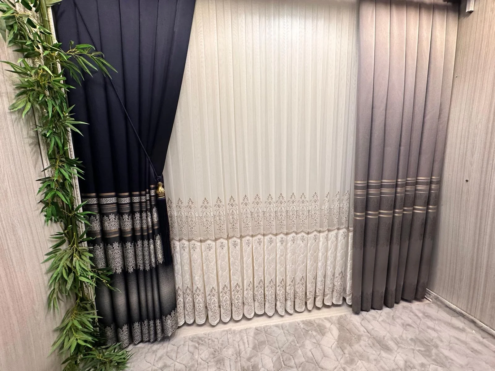 NİVEMESHOME FT632255 V-530 ANTAKYA NAVY BLUE 1/3 DENSE PLEATED SHEER CURTAIN APM