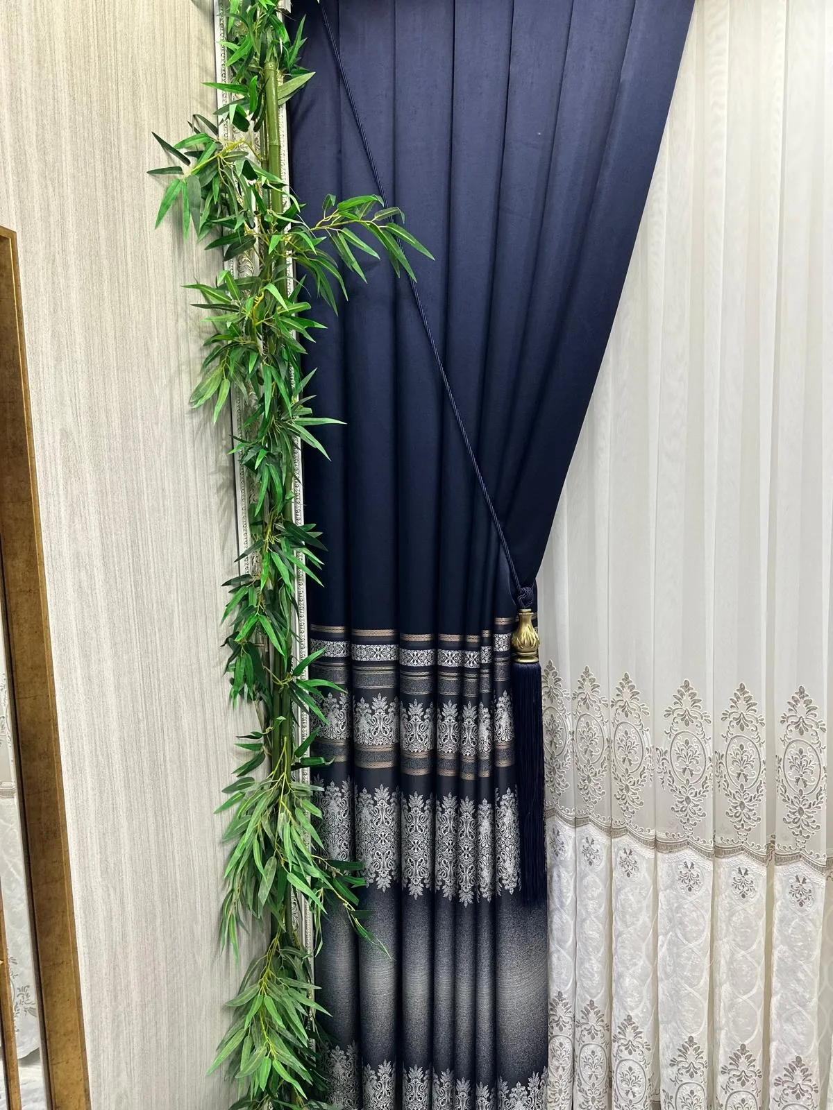 NİVEMESHOME FT632255 V-530 ANTAKYA NAVY BLUE 1/3 DENSE PLEATED SHEER CURTAIN APM