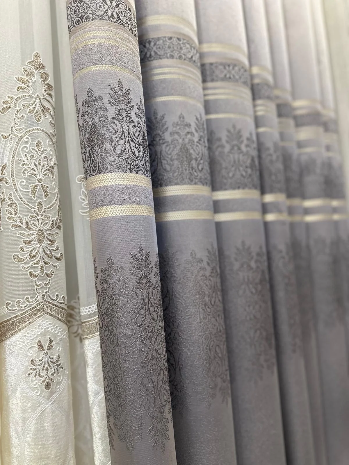 NİVEMESHOME FT632255 V-5422 GRIS DE ANTAKYA 1/3 TELA DE CORTINA PLEGABLE APMT