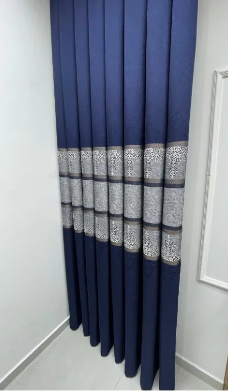 NİVEMESHOME FT672069 V-530 FUNDA LACİVERT 1/3 SIK PİLELİ FON PERDE APM