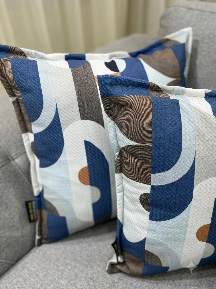 FUNDA DE COJÍN DE 45X45 CON ESTAMPADO GEOMÉTRICO AZUL