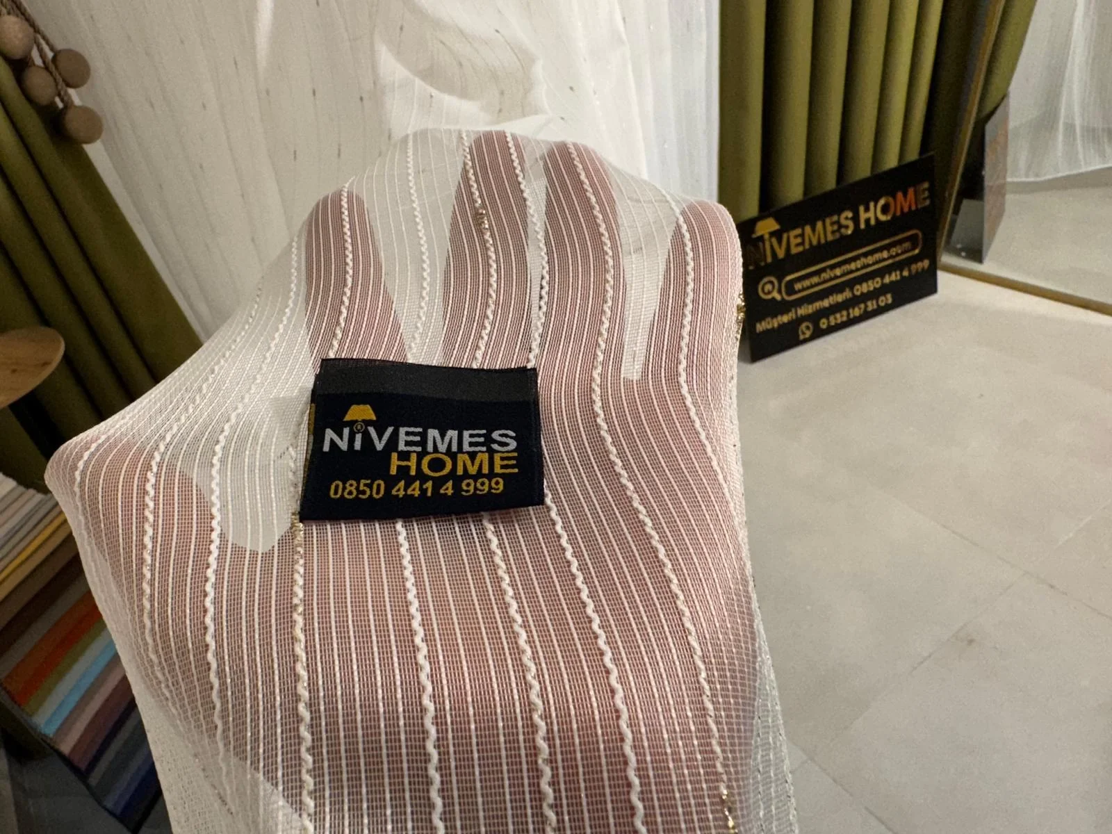 NİVEMESHOME GOLD DETAYLI SİMLİ 1/3 SIK PİLELİ TÜL PERDE APM