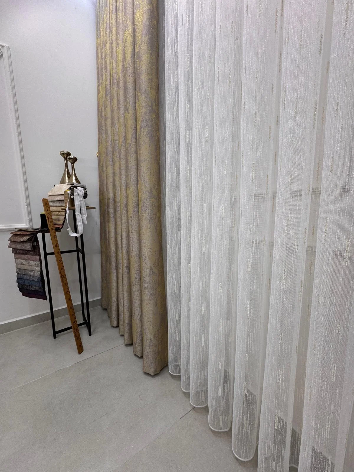 NİVEMESHOME GOLD BEARDED TULLE 1/3 DENSE PILE TULLE CURTAIN APM