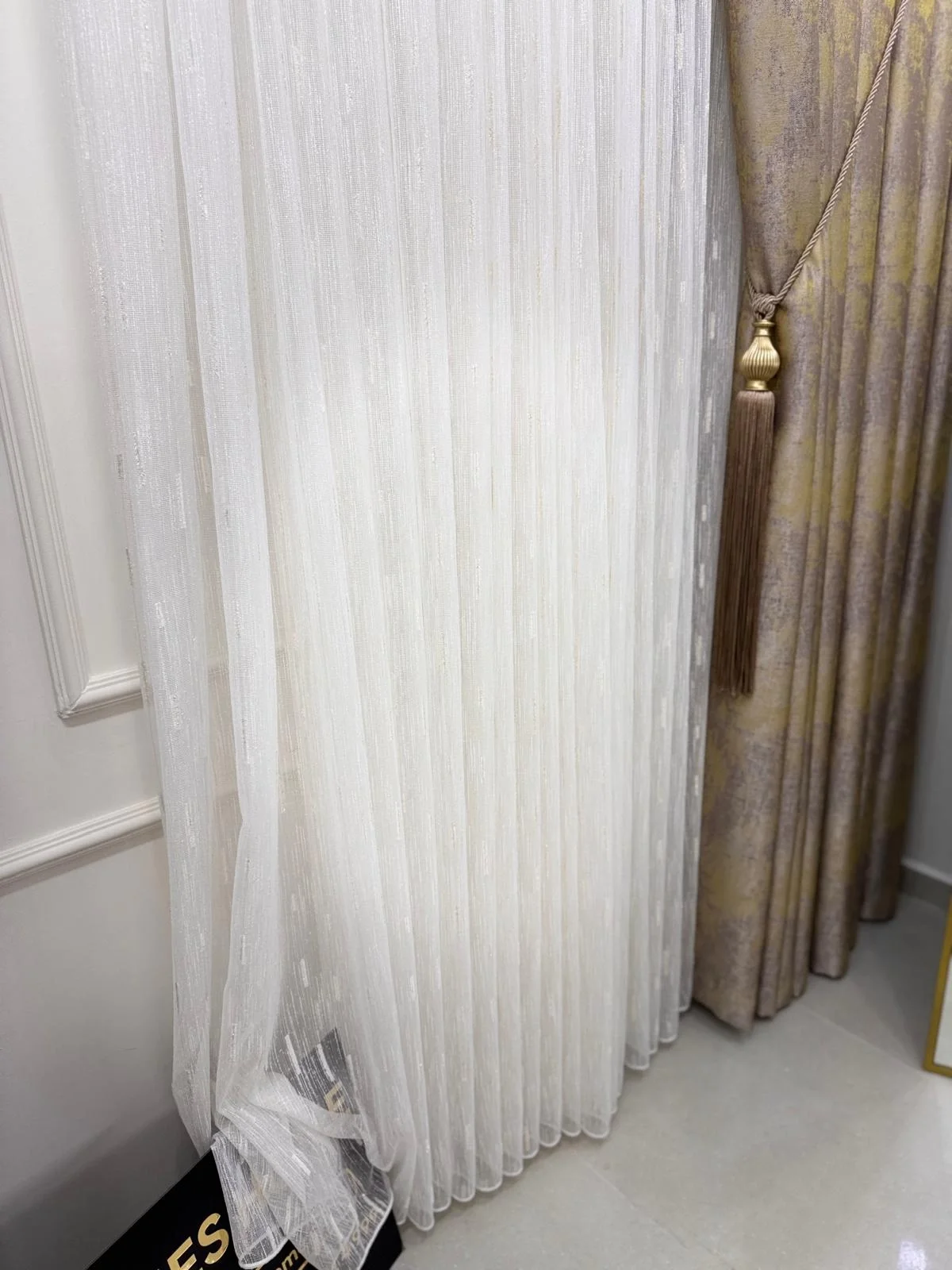 NİVEMESHOME GOLD BEARDED TULLE 1/3 DENSE PILE TULLE CURTAIN APM
