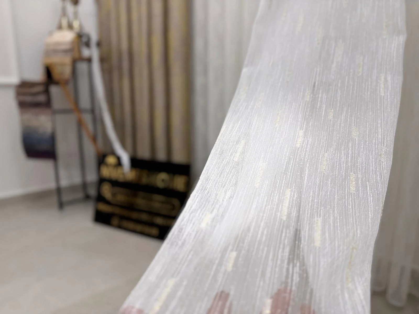 NİVEMESHOME GOLD BEARDED TULLE 1/3 DENSE PILE TULLE CURTAIN APM