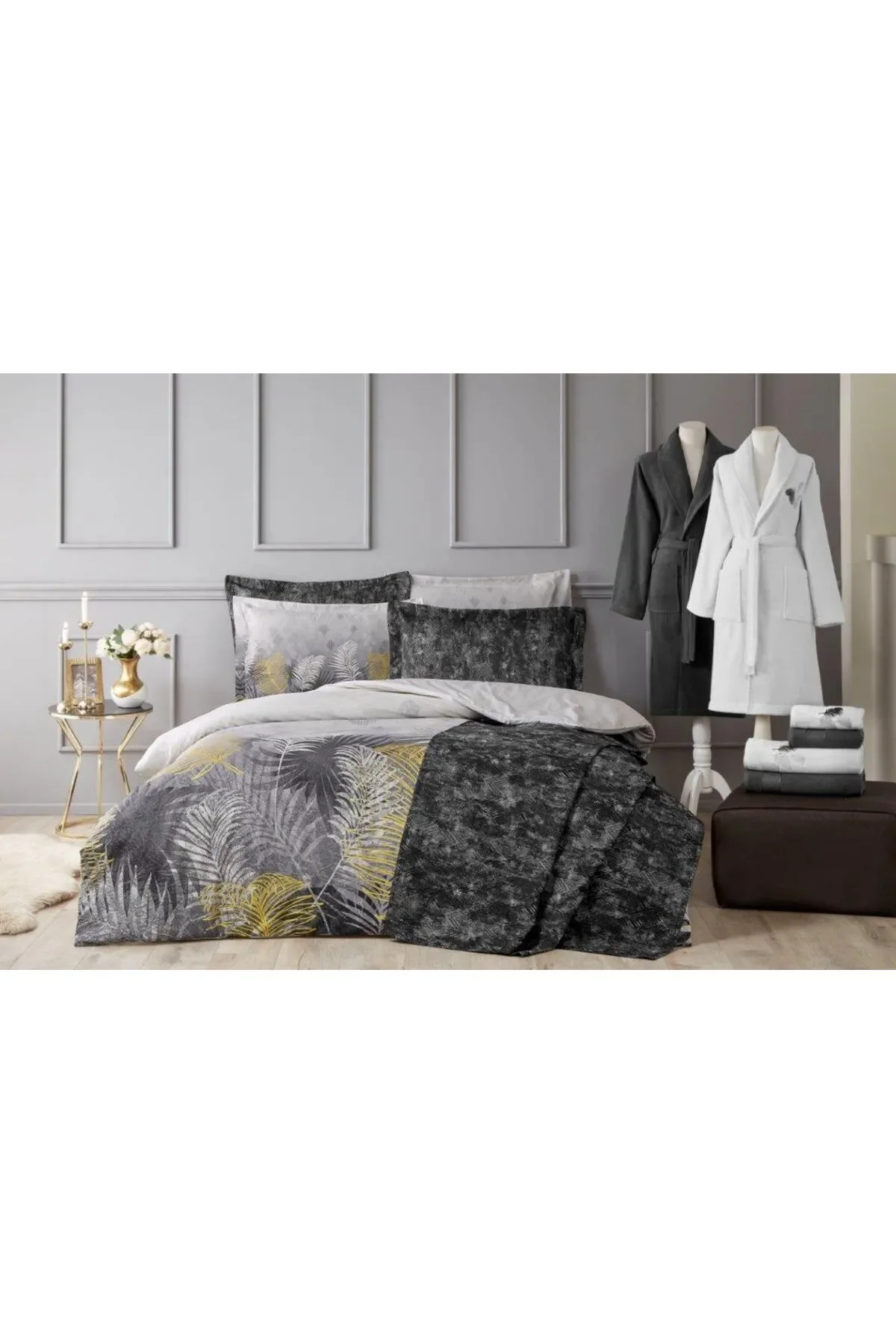 NİVEMESHOME GOLDEN PALM BLACK CONCEPT SET DAILY TRUSSEAU SET ÖZDİLEK