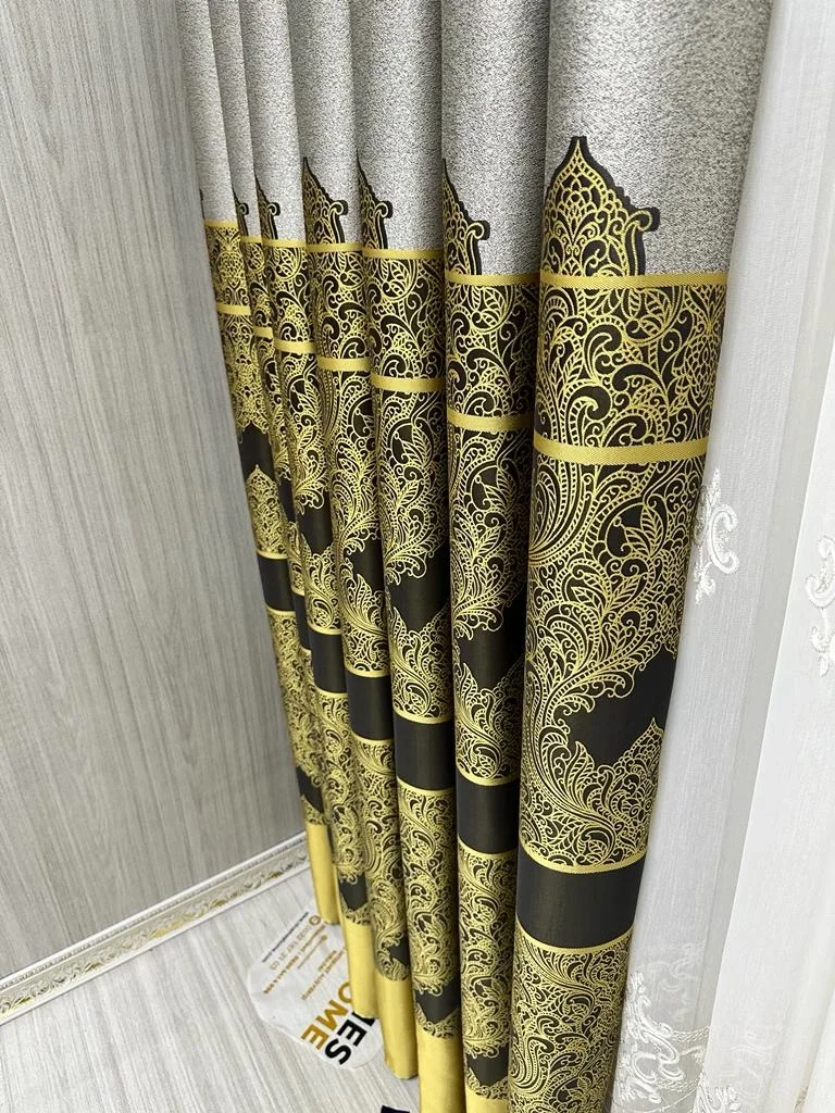 NİVEMESHOME GÖNEN GRİ-GOLD 671539 V-2503 1/3 SIK PİLELİ FON PERDE APM