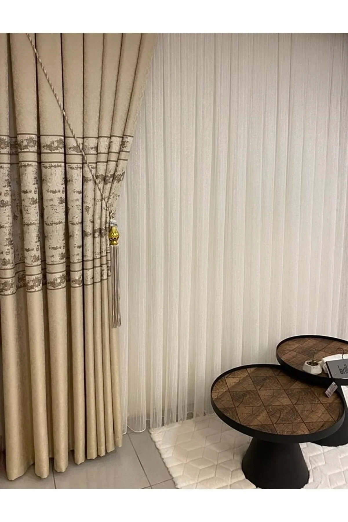 NİVEMESHOME GREEK GOLD WALLED 1/3 THICK CURTAIN CURTAIN