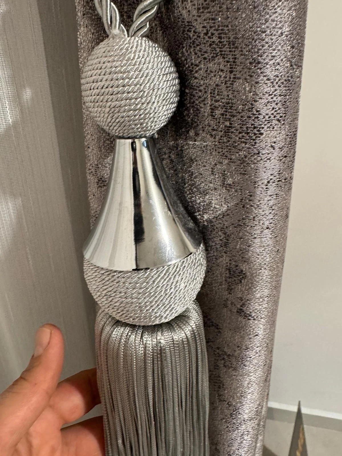 NİVEMESHOME GRAY FRINGED SILVER APARATUS NEW MODEL CEILING GATHERING BRACKET