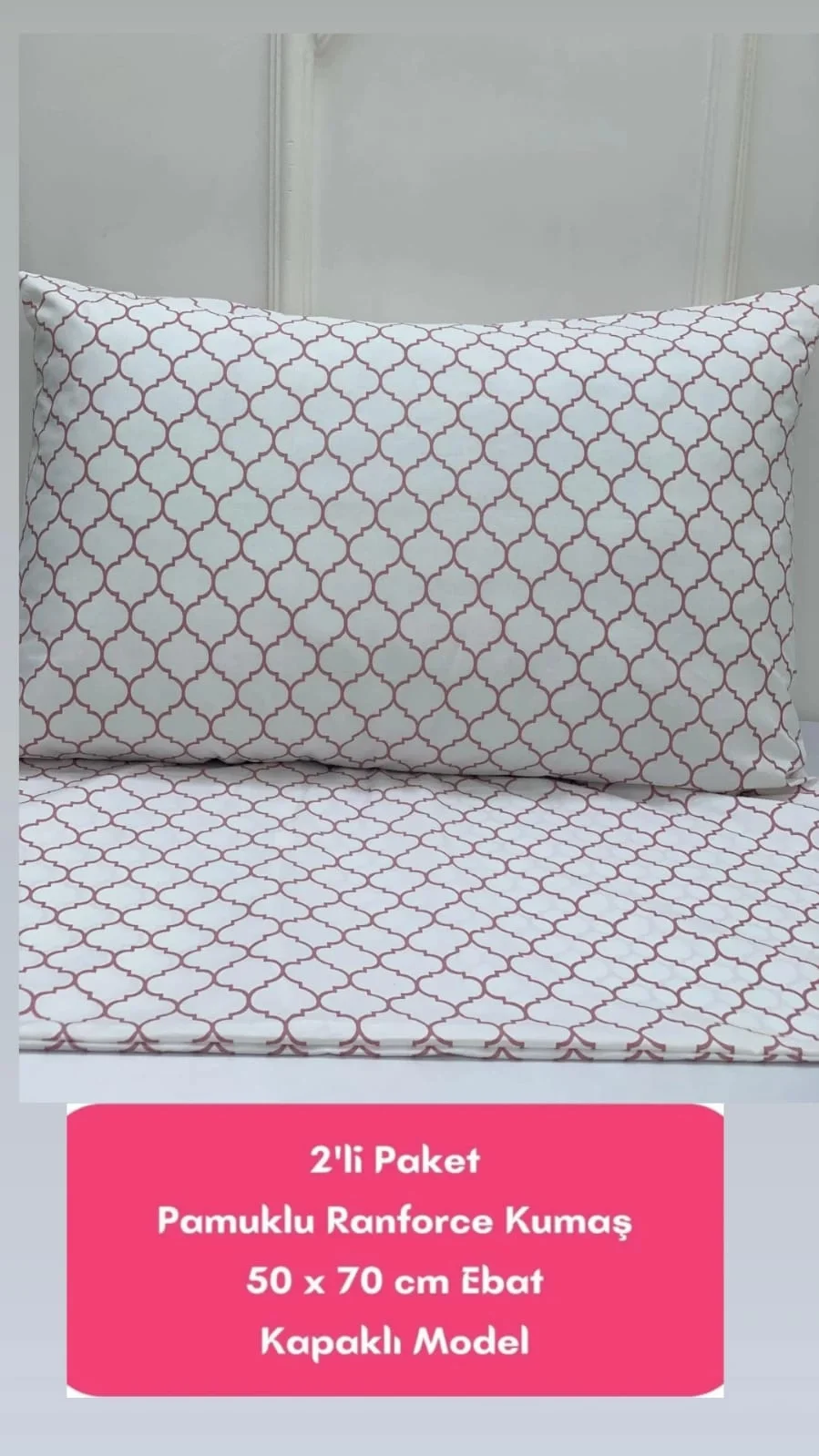 NİVEMESHOME DRIED ROSE GEOMETRIC PATTERN 2-PACK PILLOW COVER WITH FLAP 50X70