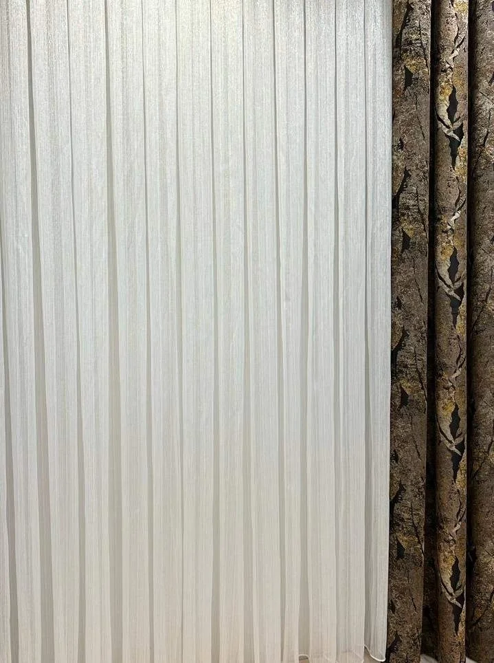 NİVEMESHOME GÜMÜŞ ÇİZGİLİ 1/3 SIK PİLELİ TÜL PERDE APM