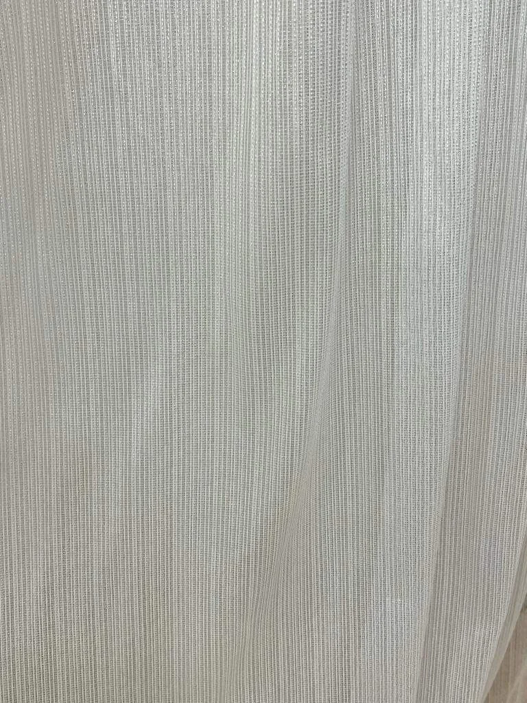 NİVEMESHOME GÜMÜŞ ÇİZGİLİ 1/3 SIK PİLELİ TÜL PERDE APM