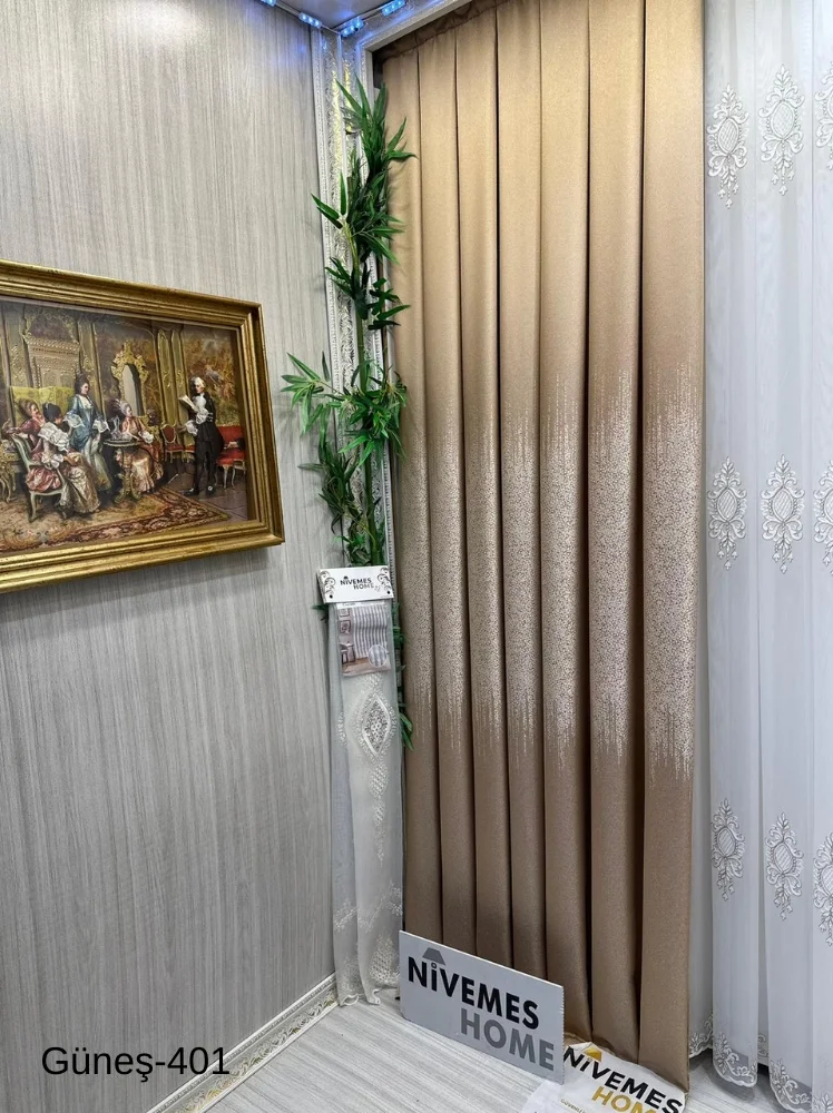 NİVEMESHOME Солнцезащитные шторы FT632121 золото V-401 1/3 плотная ткань перила ПВХ