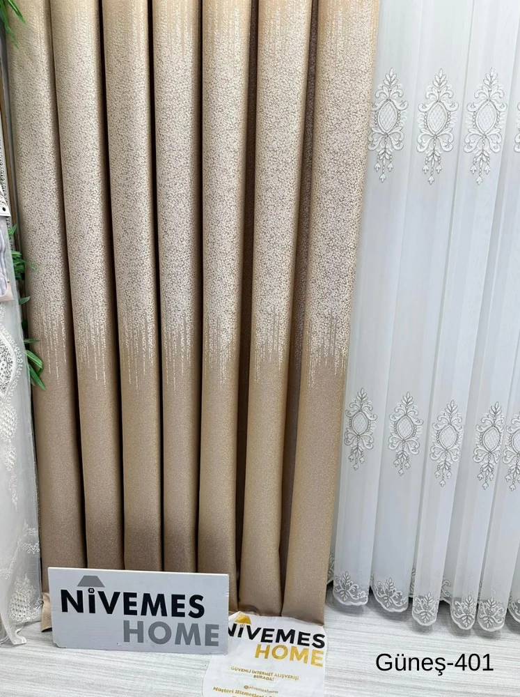 NİVEMESHOME Солнцезащитные шторы FT632121 золото V-401 1/3 плотная ткань перила ПВХ