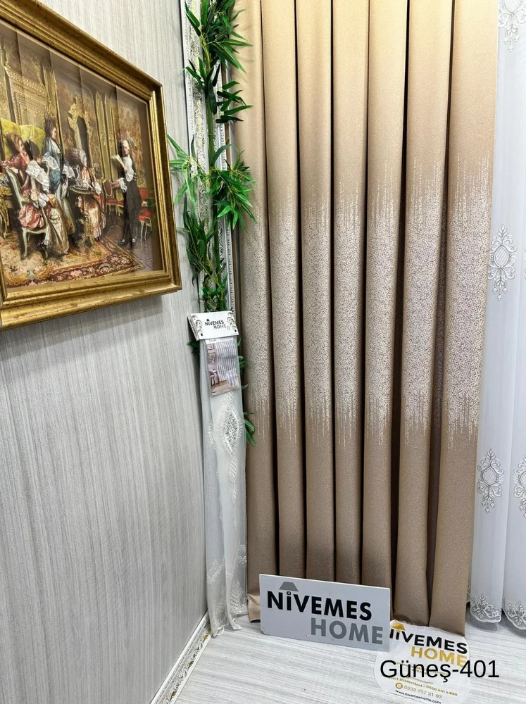 NİVEMESHOME Солнцезащитные шторы FT632121 золото V-401 1/3 плотная ткань перила ПВХ