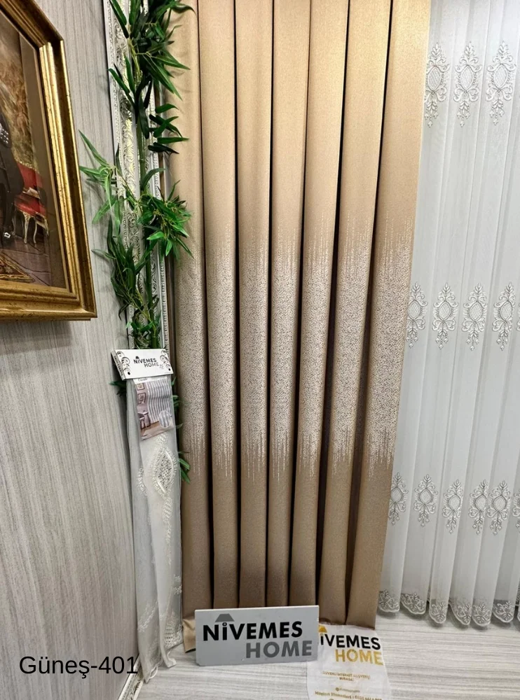NİVEMESHOME Солнцезащитные шторы FT632121 золото V-401 1/3 плотная ткань перила ПВХ