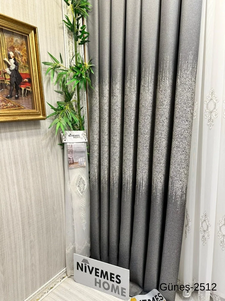 NİVEMESHOME GÜNEŞ FT632121 ANTRASİT V-2512 1/3 SIK PİLELİ FON PERDE APM