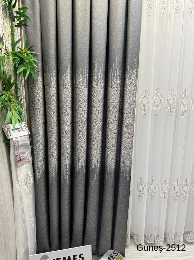 NİVEMESHOME GÜNEŞ FT632121 ANTRASİT V-2512 1/3 SIK PİLELİ FON PERDE APM