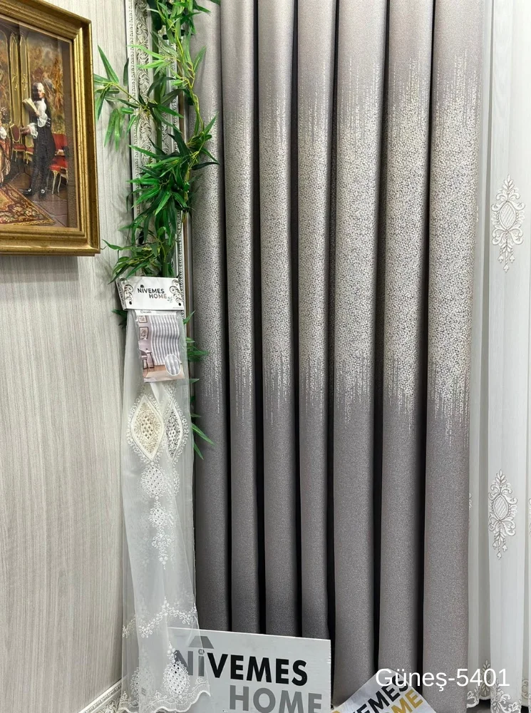 NİVEMESHOME SUN FT632121 GRAY V-5401 1/3 DENSELY PLEATED CURTAIN APM