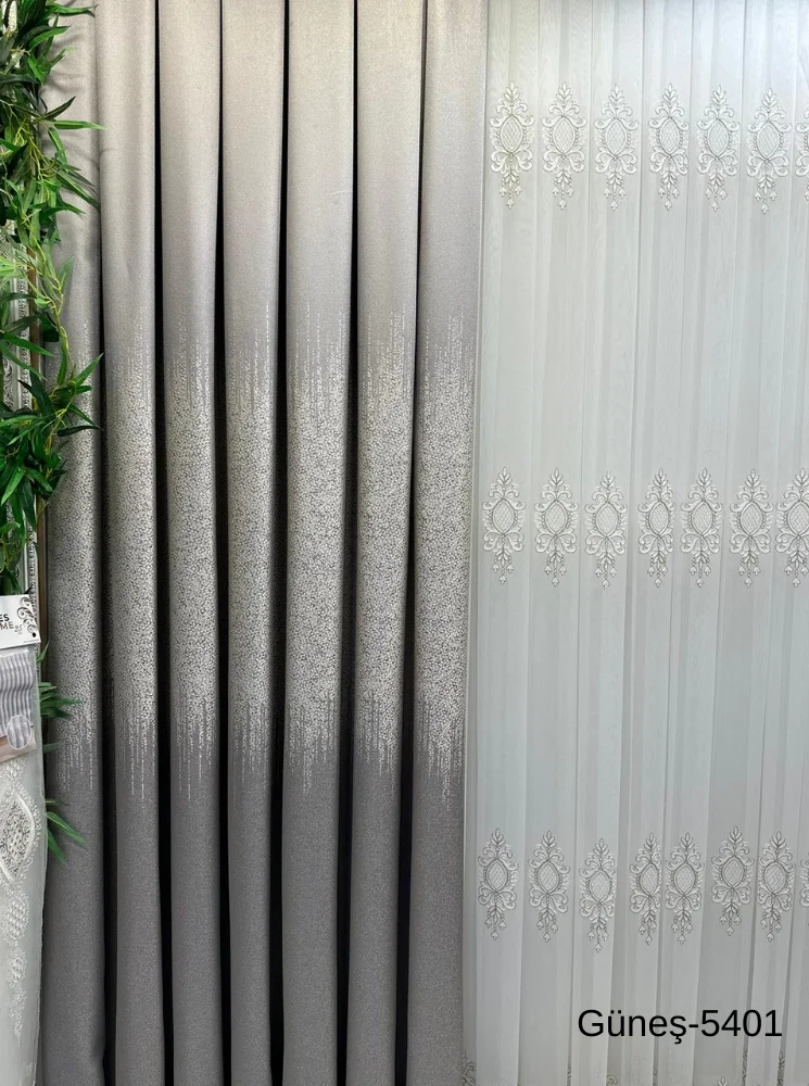 NİVEMESHOME SUN FT632121 GRAY V-5401 1/3 DENSELY PLEATED CURTAIN APM