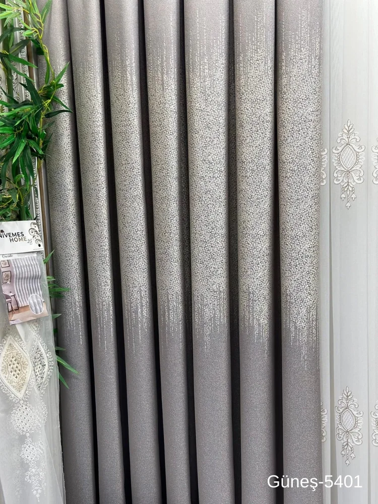 NİVEMESHOME SUN FT632121 GRAY V-5401 1/3 DENSELY PLEATED CURTAIN APM