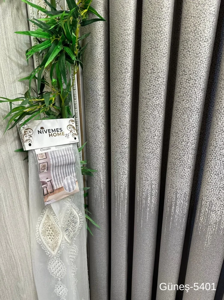 NİVEMESHOME SUN FT632121 GRAY V-5401 1/3 DENSELY PLEATED CURTAIN APM